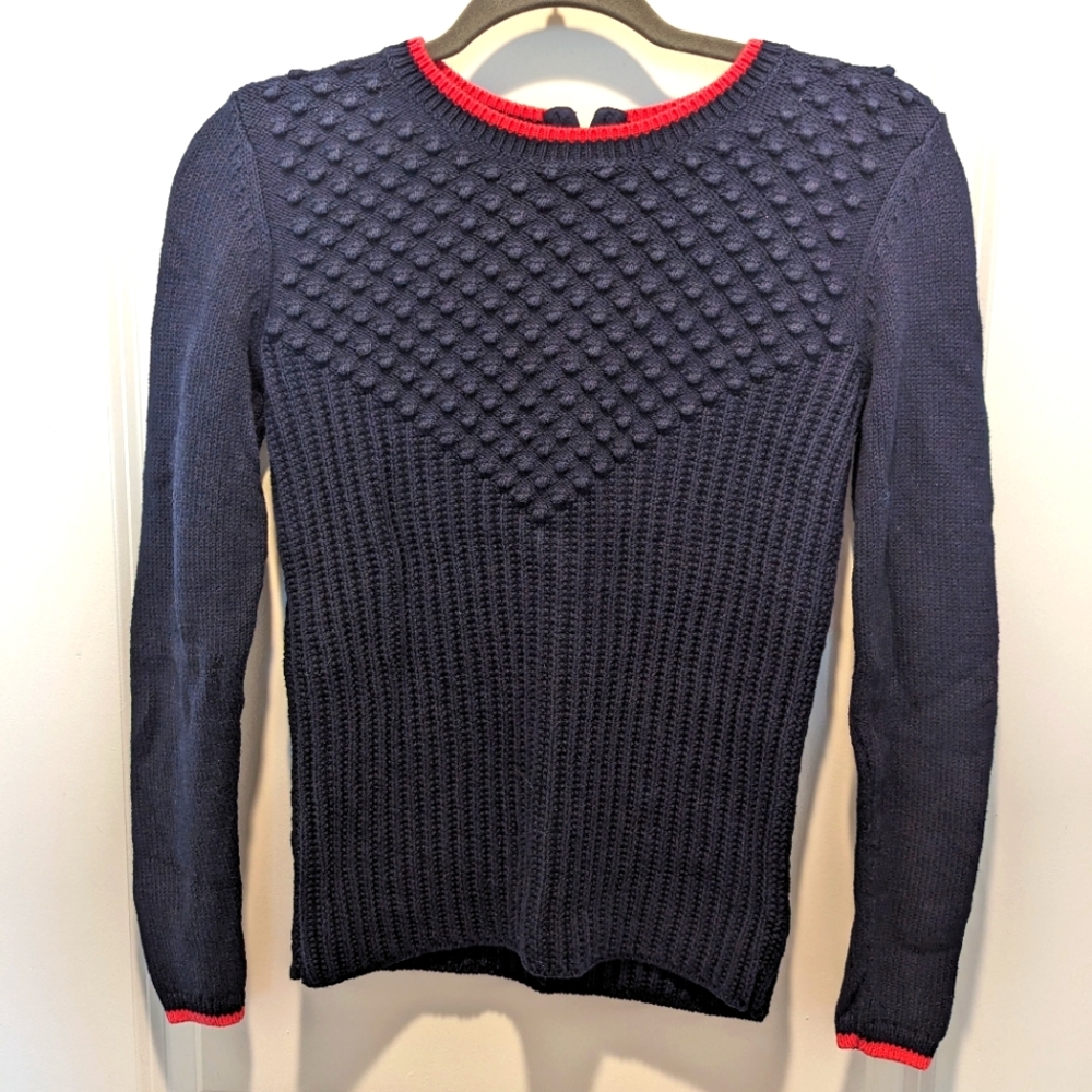 NWOT Talbots Navy Sweater with Pink Trim Size P